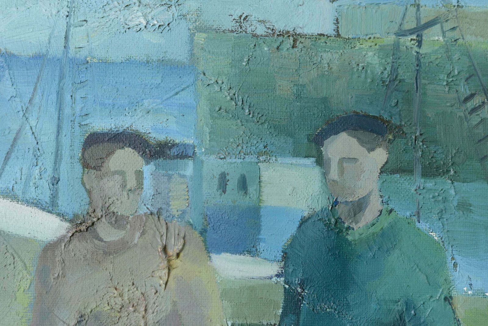 Twee Vissers   Cubistisch Beïnvloede Olieverf   Jose Ramon Arostegui photo Kunst