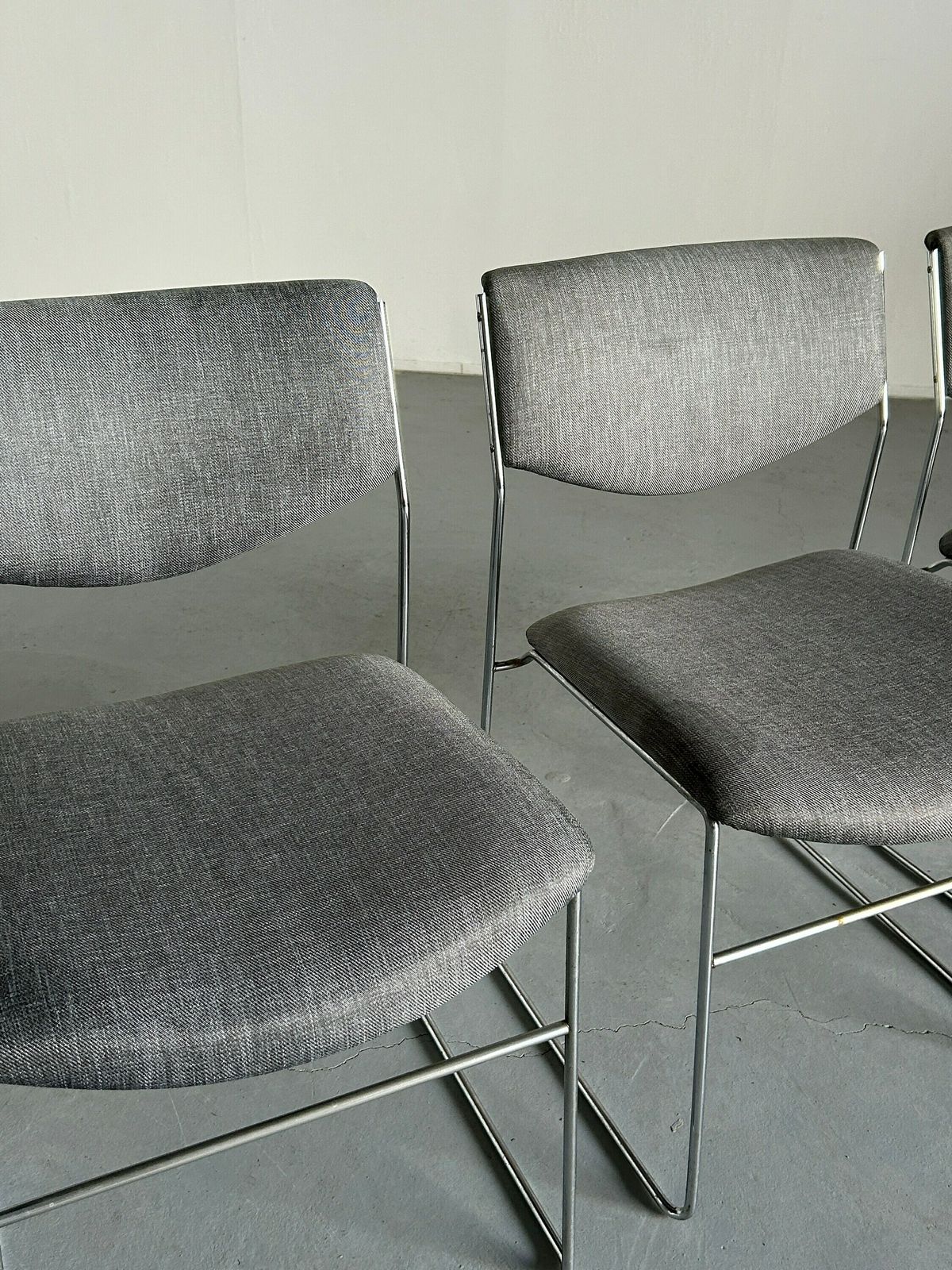 Set Of 4 Minimalist Modern Chromed Metal Wire Dining Chairs By Laesko Studioform International, 1980s Germany photo 644.0