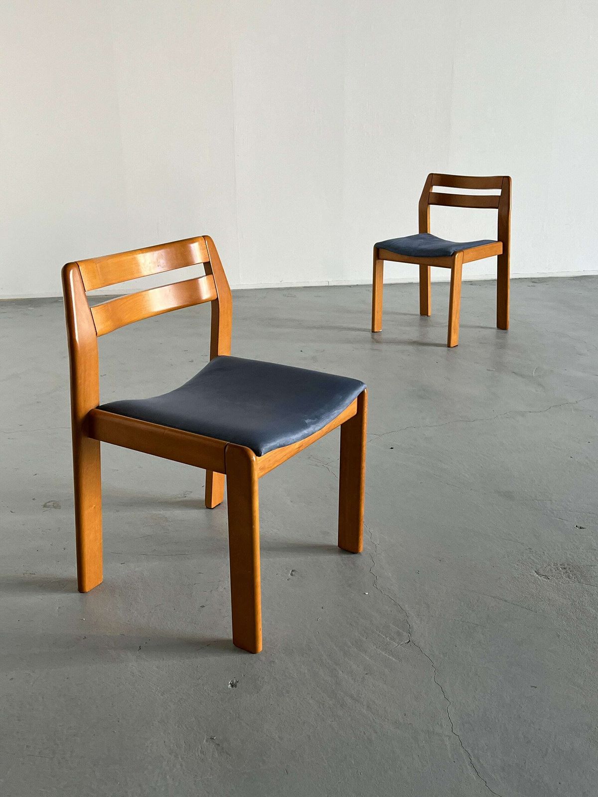 Pair Of Elegant Italian Mid Century Modern Lacquered Wood Dining Chairs, 1960s photo furniture