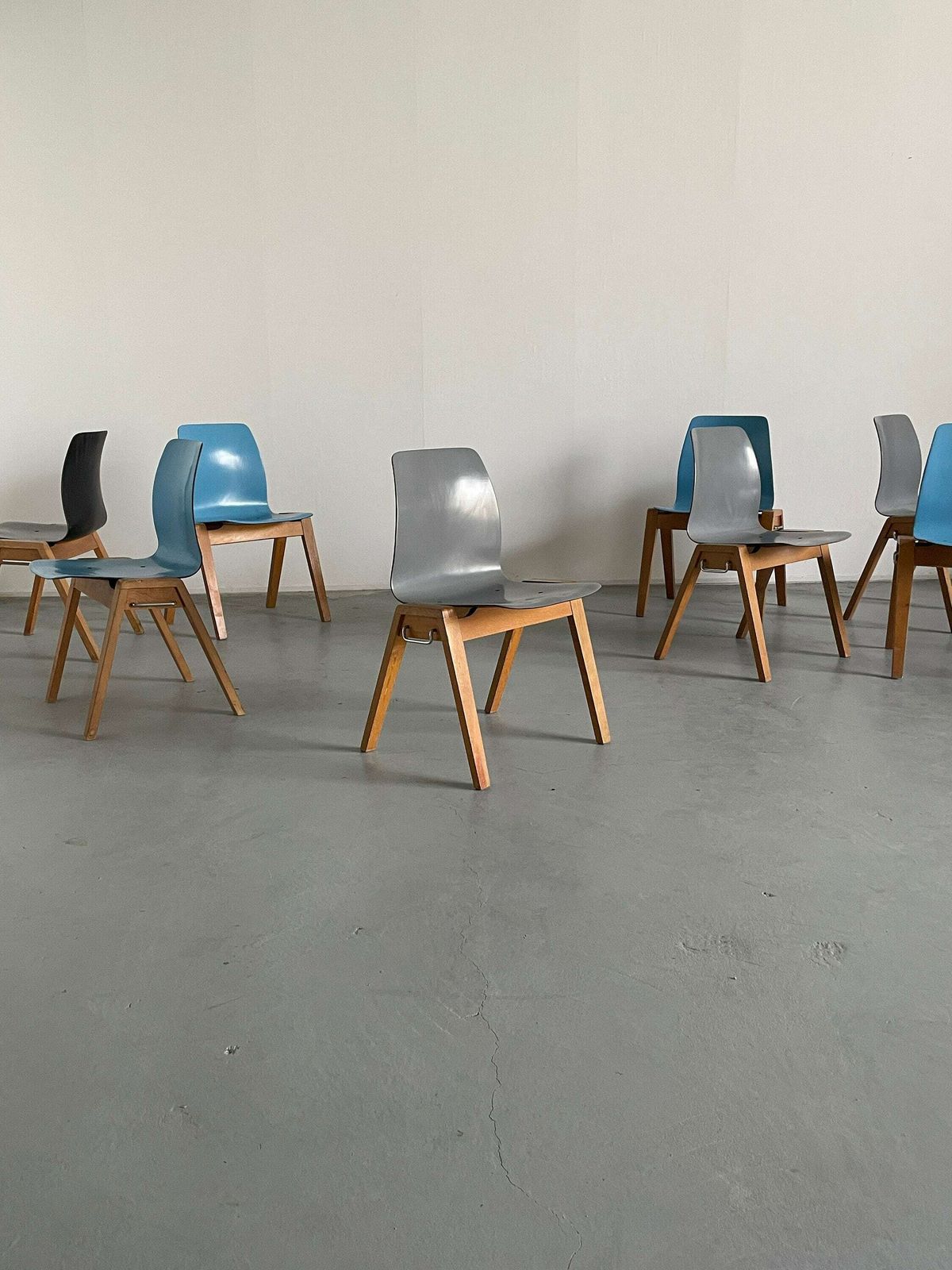 Vintage Stackable Mid Century Modern Dining Chairs, Adam Stegner For Pagholz Flötotto, 1960s