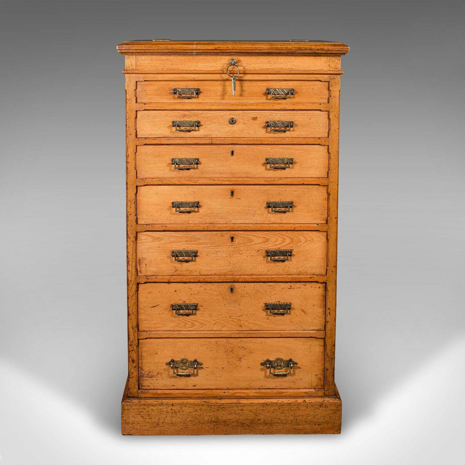 Antique Banker's Chest Of Drawers, English, Oak, Tallboy, Maple & Co, Victorian photo for sale