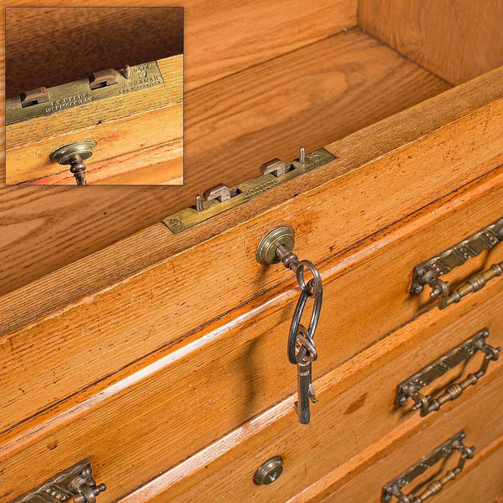 photo for sale Antique Banker's Chest Of Drawers, English, Oak, Tallboy, Maple & Co, Victorian