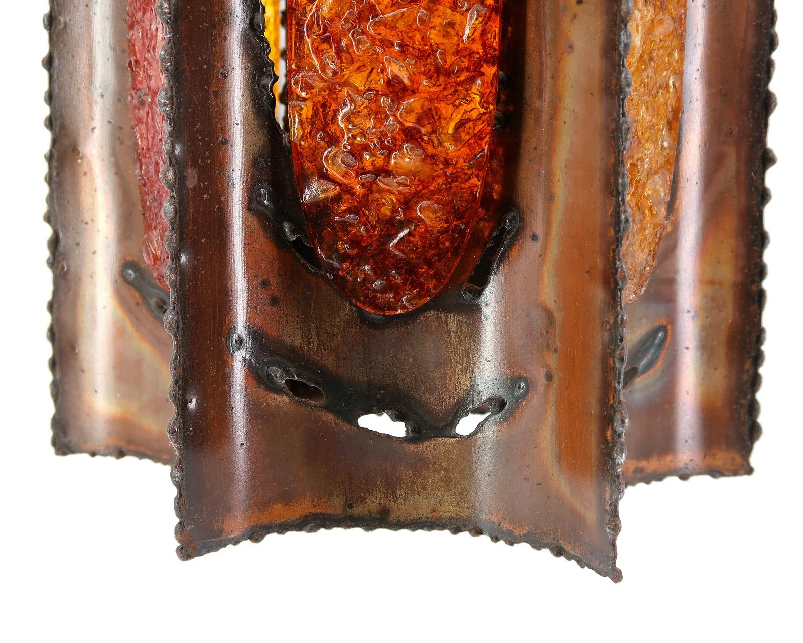 Franse Koperen Hanglamp Met Hars Van Accolay, Ca. Jaren 1960 / Hanglamp, Brutalist Verlichting, Frans Design photo 1060.0