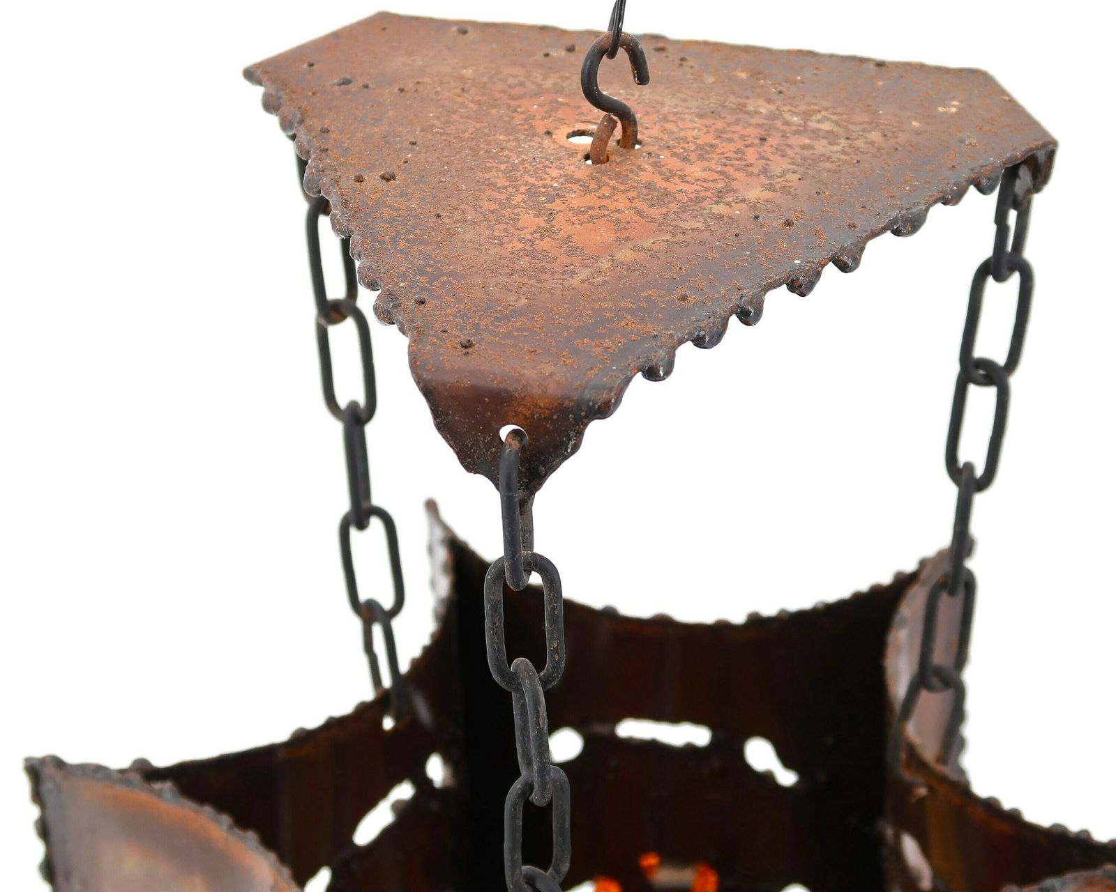 Franse Koperen Hanglamp Met Hars Van Accolay, Ca. Jaren 1960 / Hanglamp, Brutalist Verlichting, Frans Design photo vinterior
