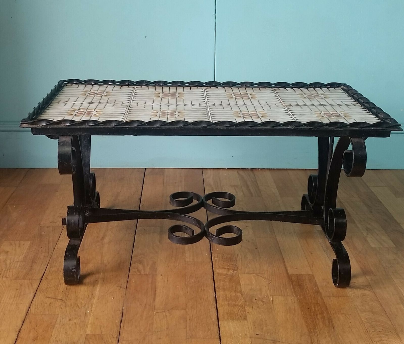 French Mid Century Wrought Iron Coffee Table photo for sale