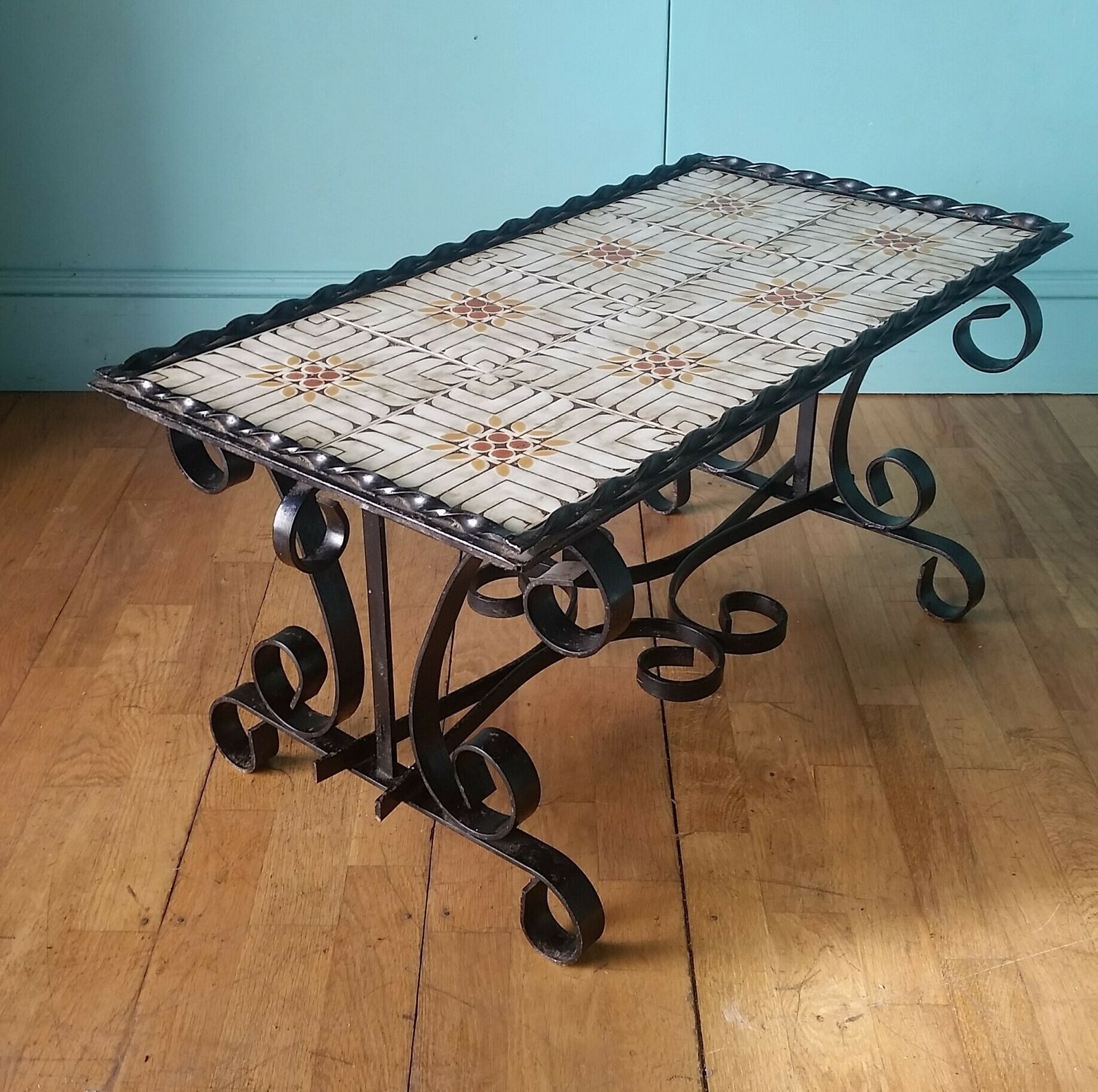 French Mid Century Wrought Iron Coffee Table