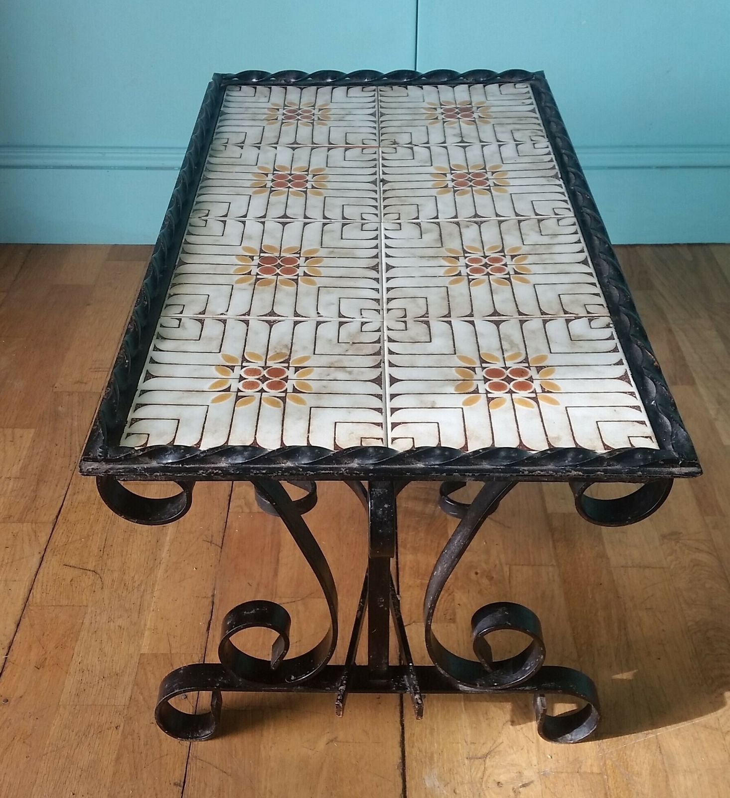 French Mid Century Wrought Iron Coffee Table photo furniture