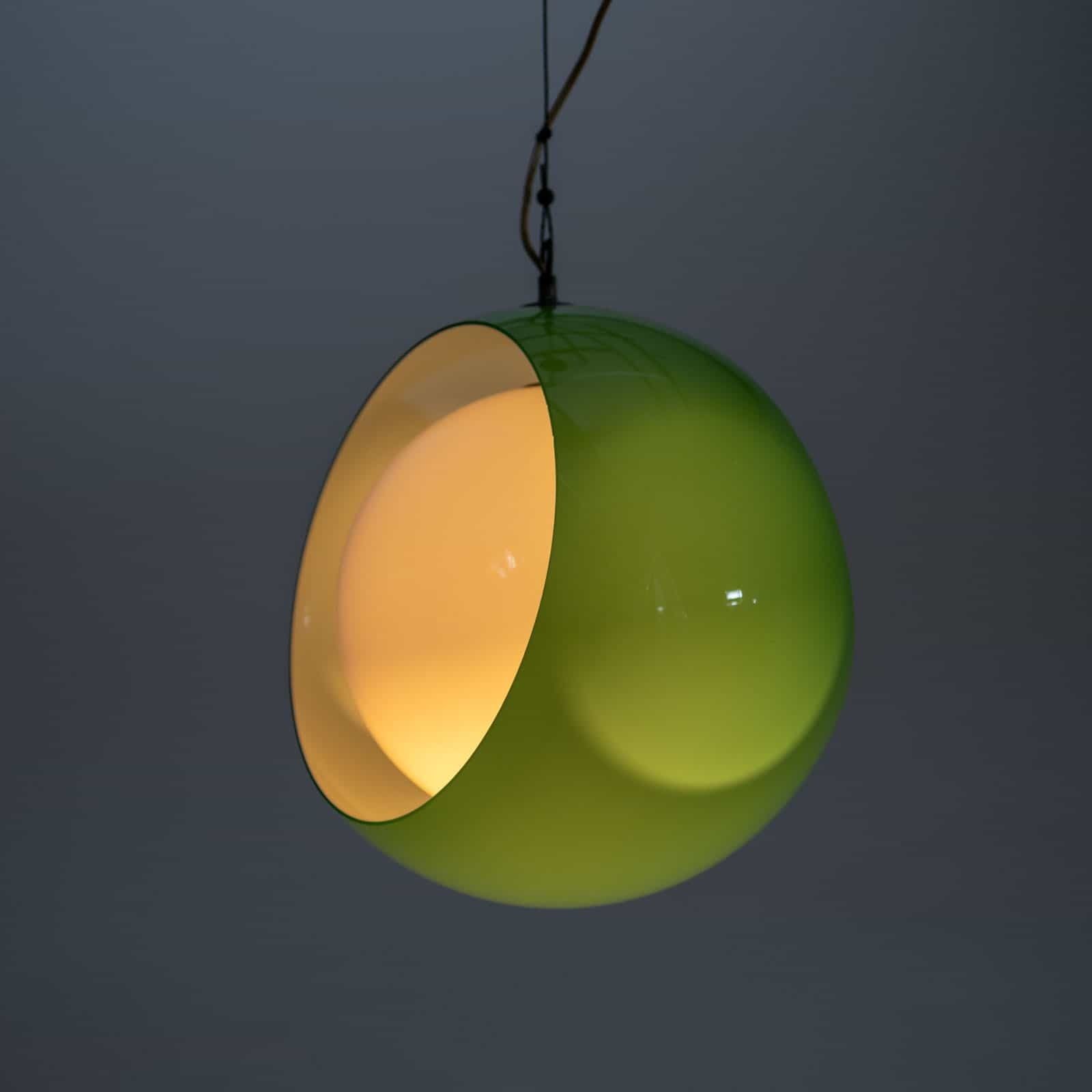 Green Eclisse Pendant Light By Carlo Nason For Mazzega, Italy 1960s