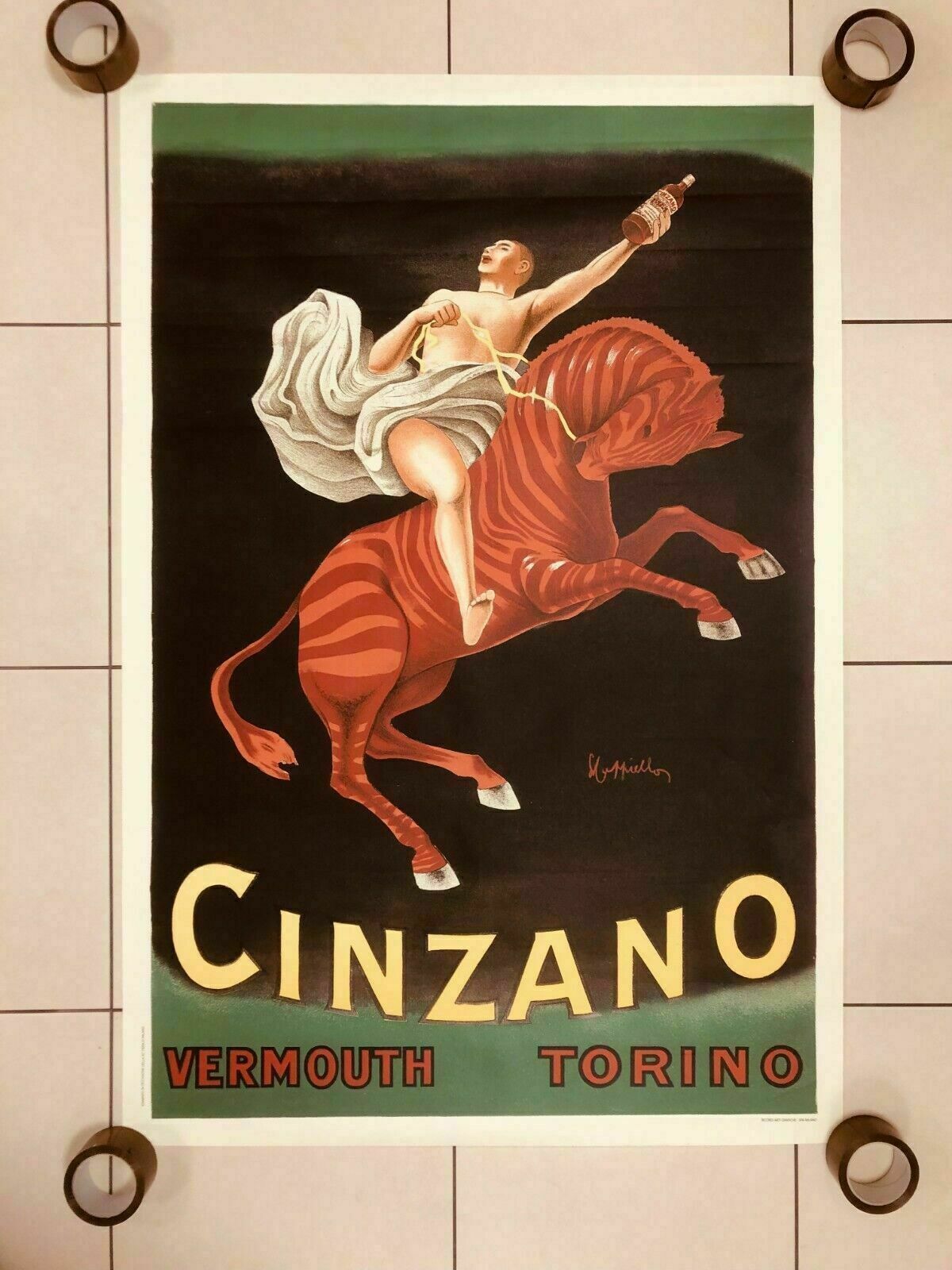 Leonetto Cappiello, 1950s   Cinzano   Original Lithographic Vintage Affiche   Cm 140 X 100   In 55,1 X 39,4 photo furniture