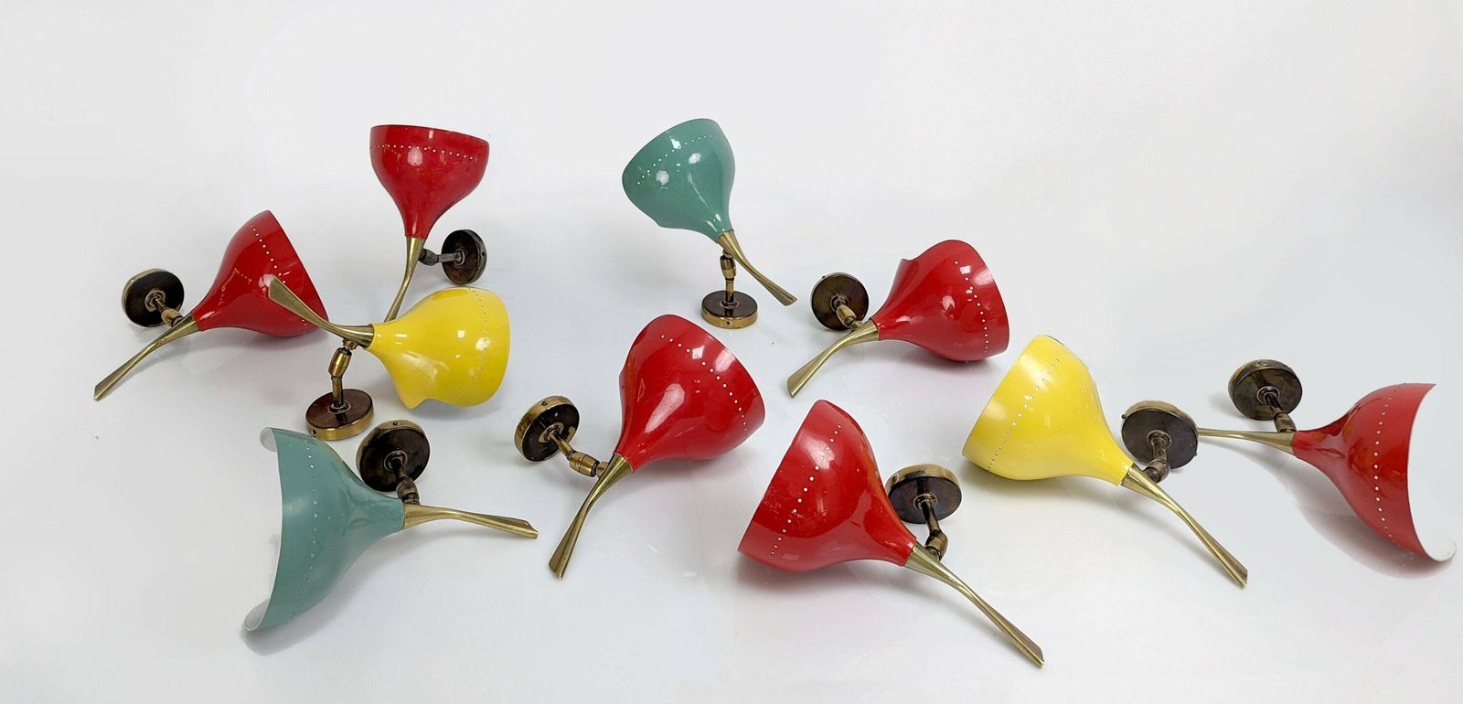 Set Of 10 Sconces By Oscar Torlasco For Lumen, Italy 1950s