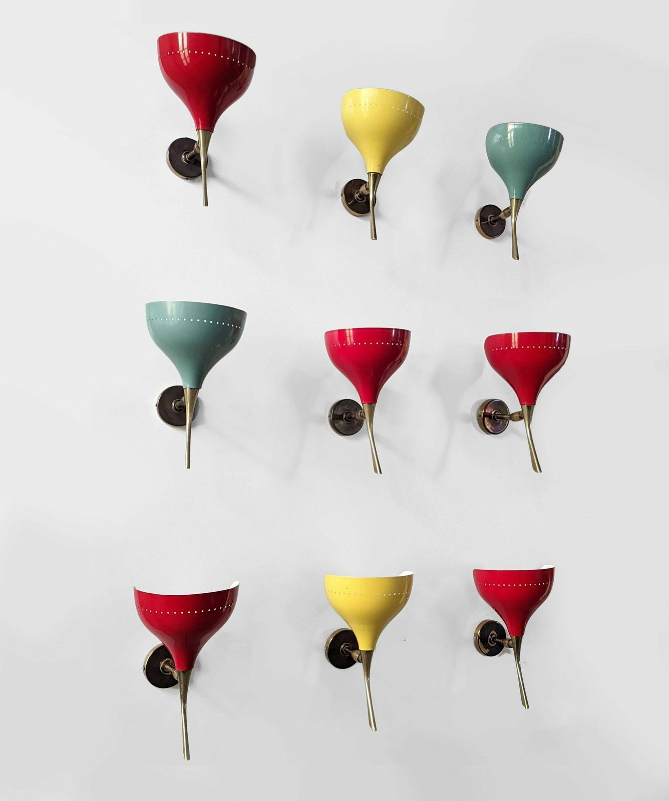 Set Of 10 Sconces By Oscar Torlasco For Lumen, Italy 1950s photo furniture