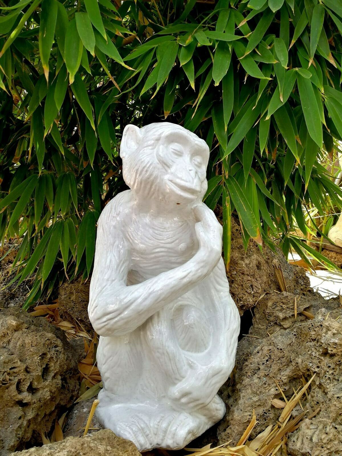 Glazed Terracotta Monkey Animal Sculpture Italy 1960s