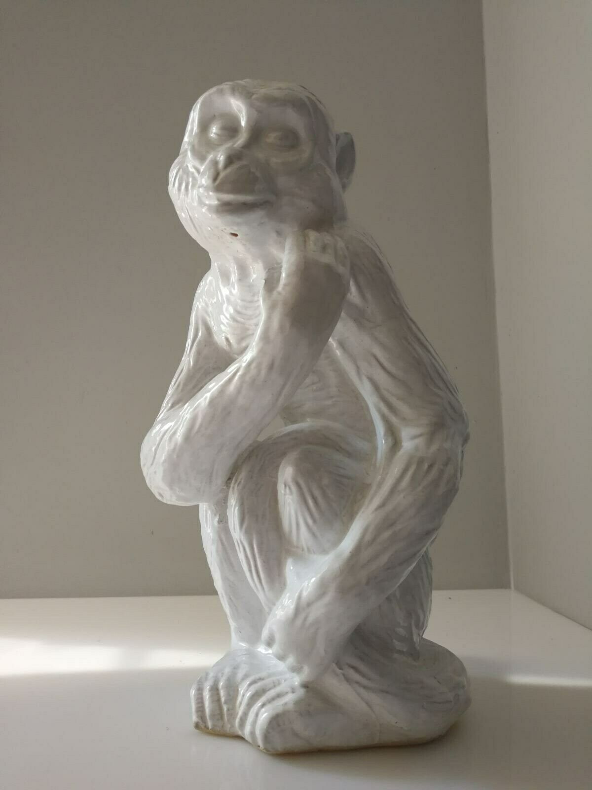 Glazed Terracotta Monkey Animal Sculpture Italy 1960s photo Art