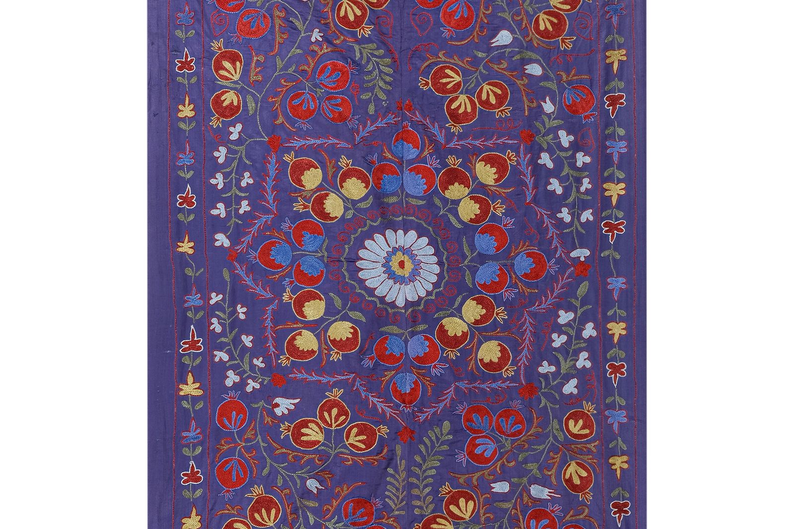 Silk Suzani Throw With Pomegranate Design, Purple Tree Of Life Suzani Wall Decor 104 X 192 photo furniture