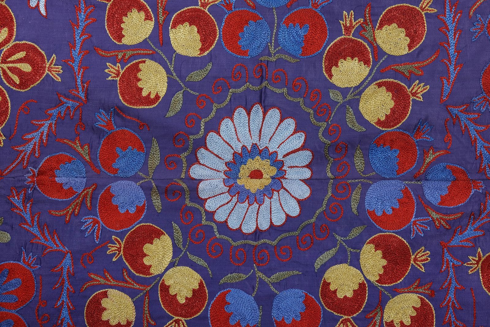 photo furniture Silk Suzani Throw With Pomegranate Design, Purple Tree Of Life Suzani Wall Decor 104 X 192