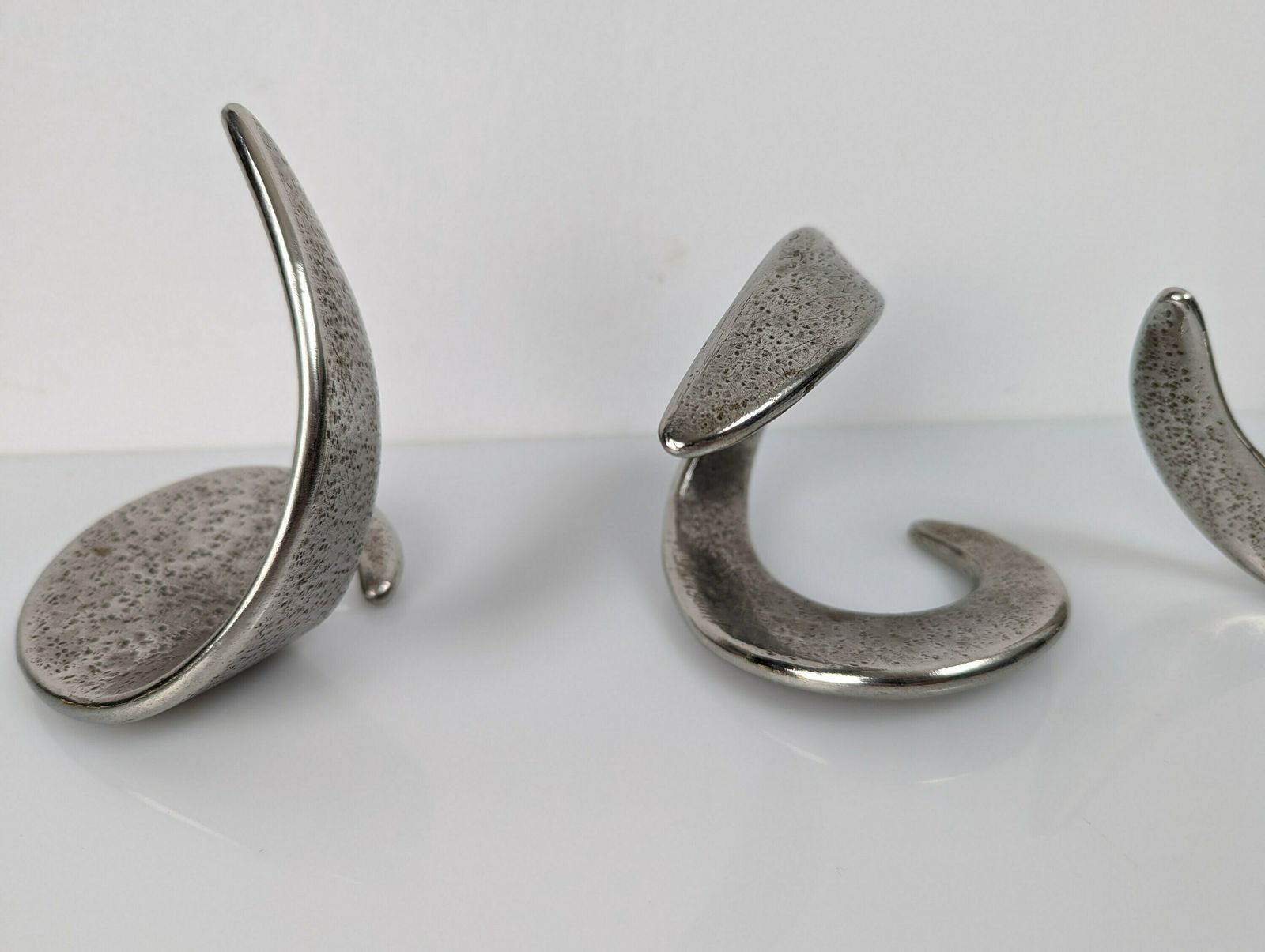Set Of Spiral Steel Sculptures Signed By The Artist 1980s photo vintage