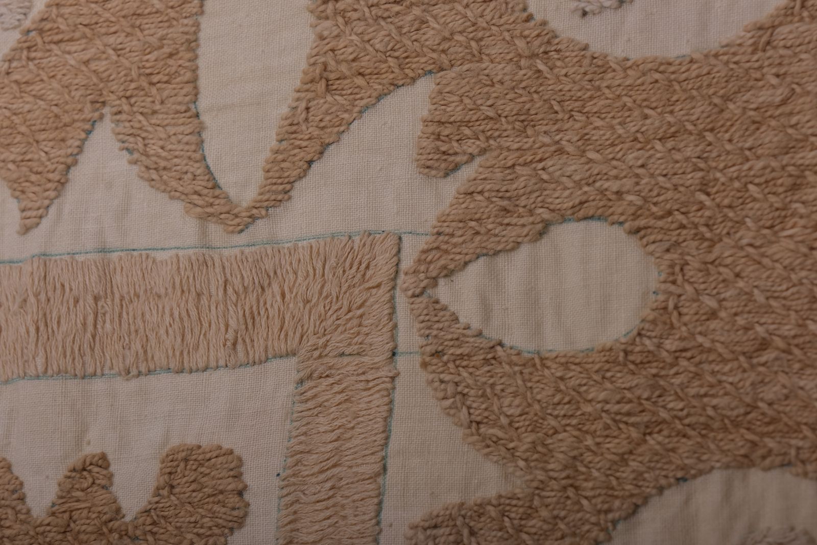 Suzani Wall Hanging Decor   Pastel Suzani Table Cloth   Uzbek Embroidery Neutral Textile, Neutral Boho Bedspread 128 X 140 photo vinterior