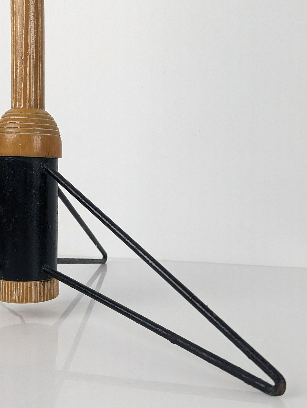 Mid Century Tripod Floor Lamp In Iron And Wood, 1950s photo for sale