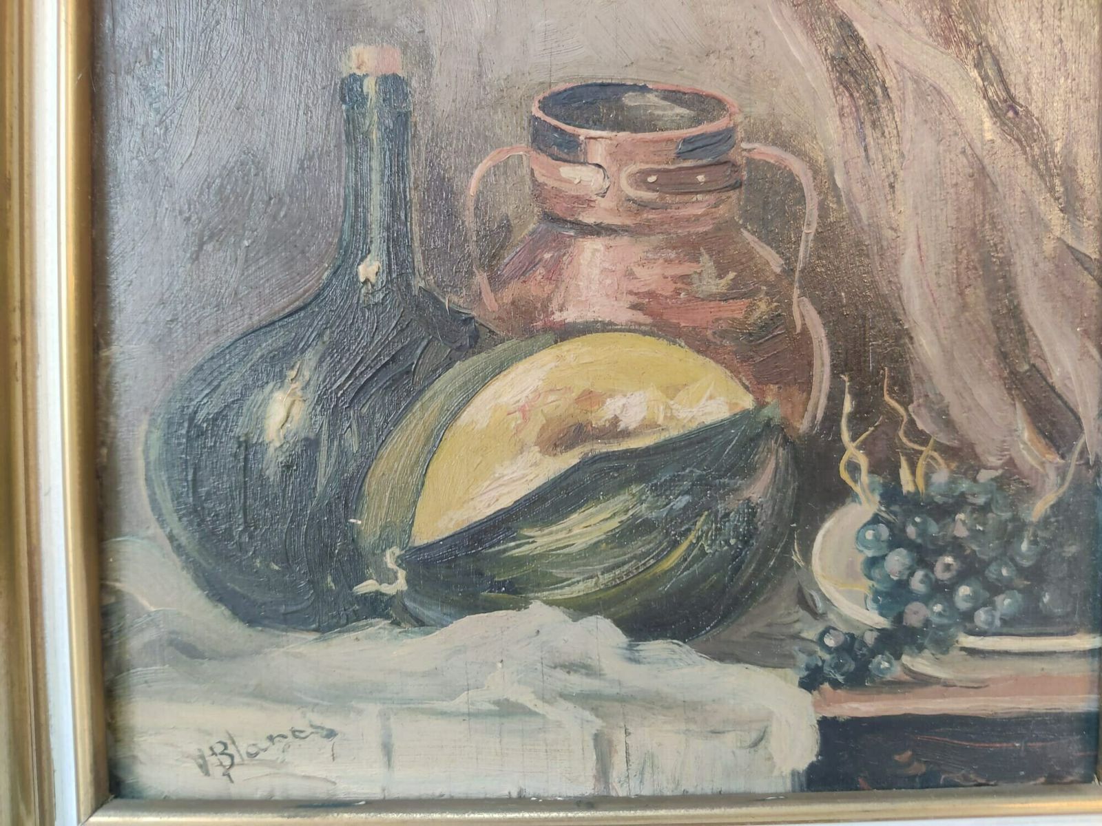 Nice Pair Of Still Lifes In Oil On Board Signed V. Blanes photo buy
