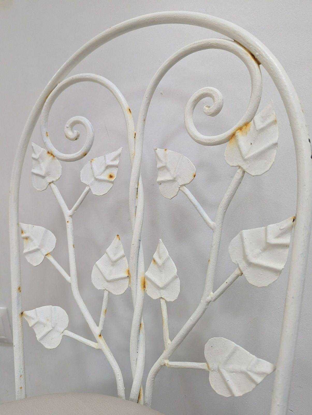 Set Of Five Sculptural Wrought Iron Garden Chairs With Tree Design 1950s photo vinterior
