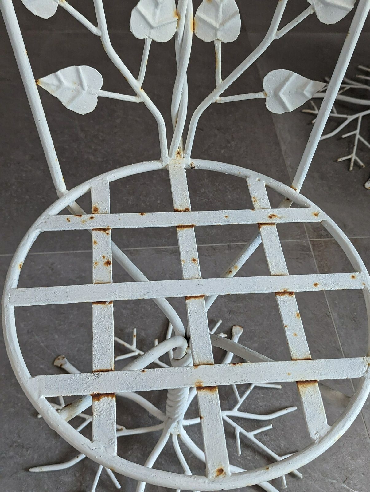 Set Of Five Sculptural Wrought Iron Garden Chairs With Tree Design 1950s photo buy