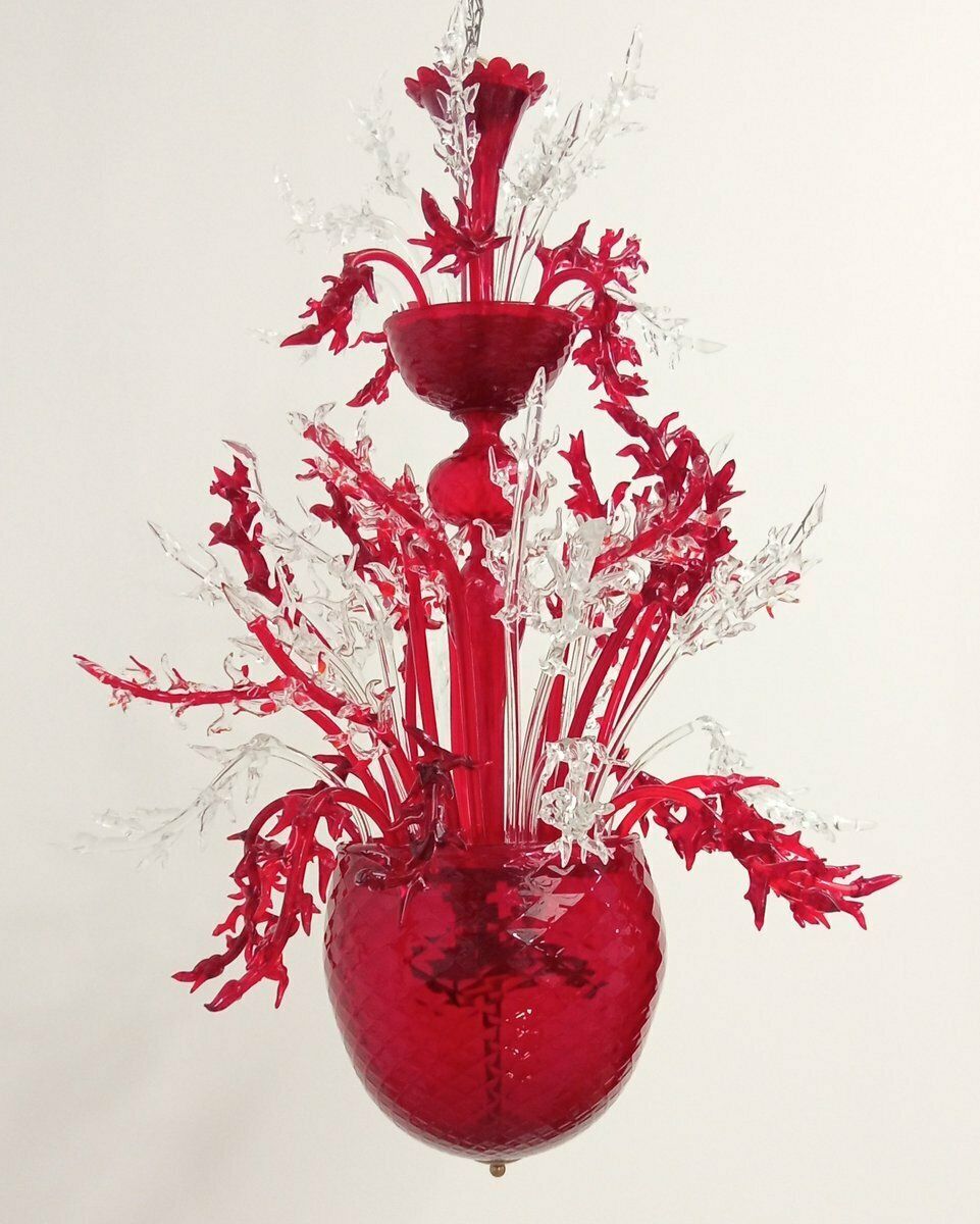 Red Murano Glass Chandelier, 1990s