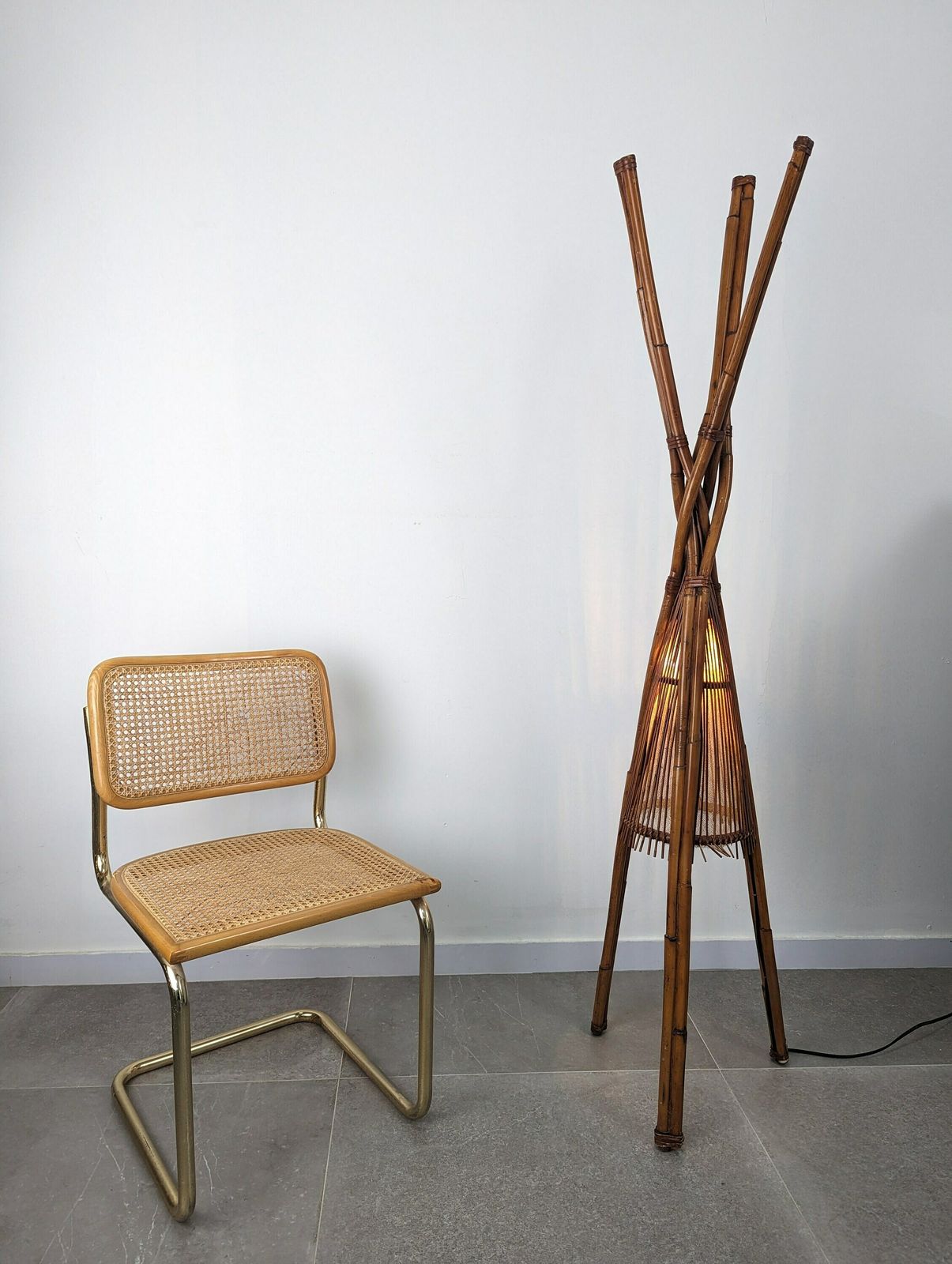 Bamboo Floor Lamp By Ramón Castellano For Kalma, 1970 photo furniture