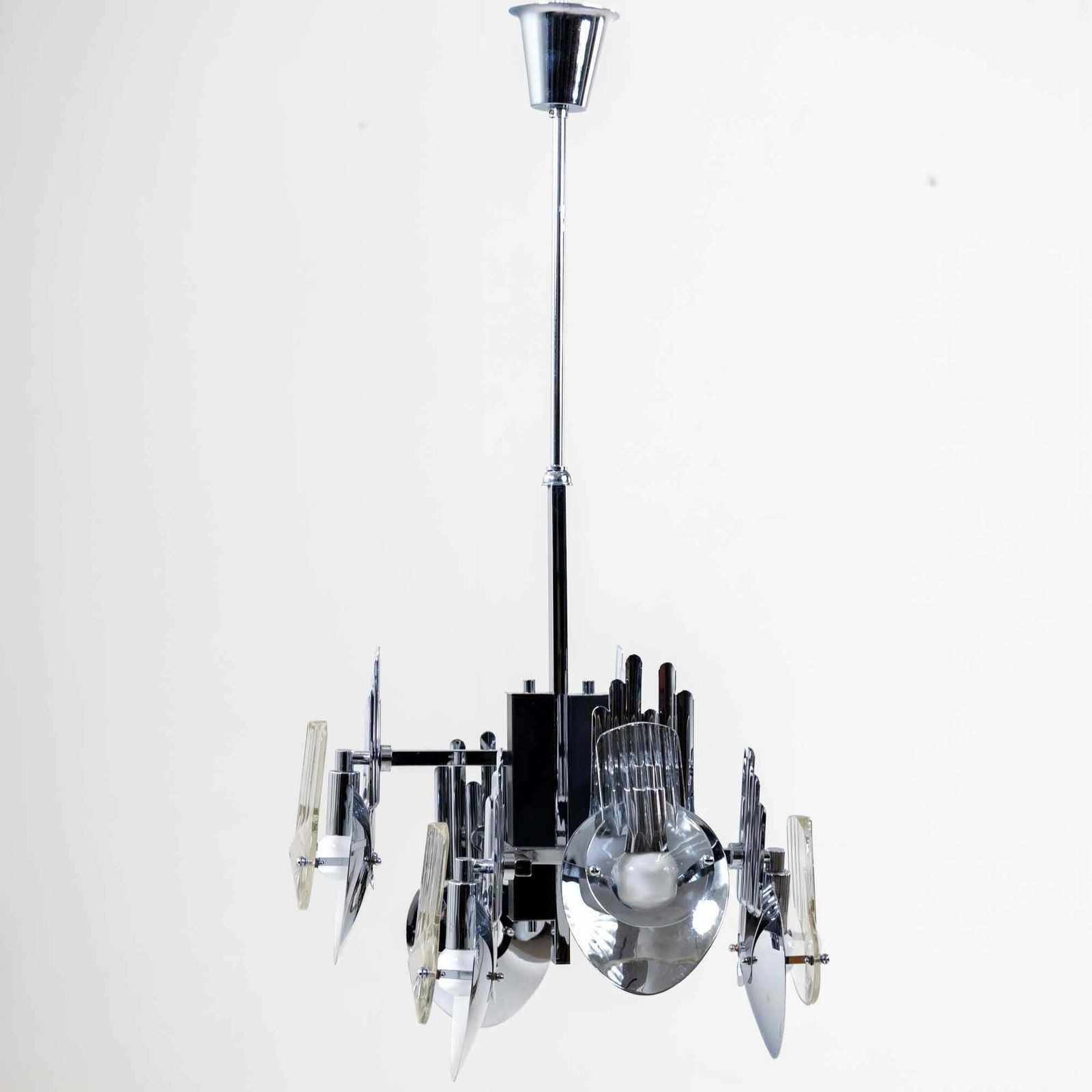 Chrome Chandelier By Oscar Torlasco, Italy 1960s