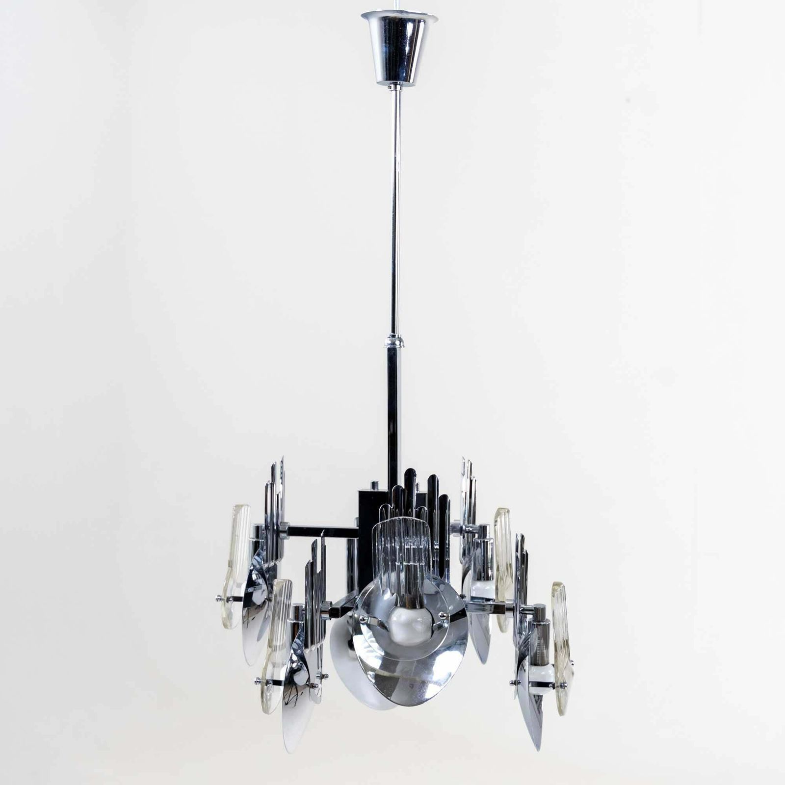 Chrome Chandelier By Oscar Torlasco, Italy 1960s photo vinterior