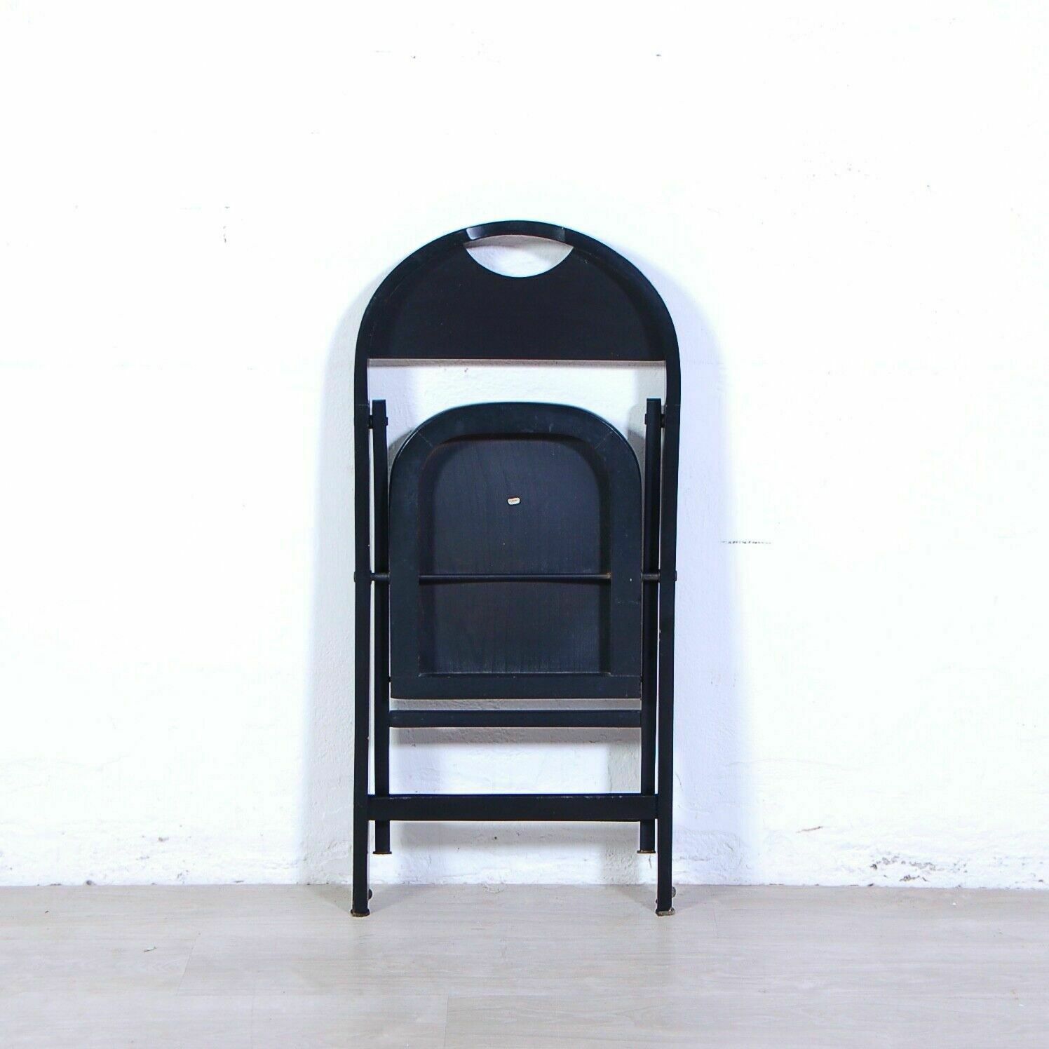photo furniture Vintage Folding Chair, Made In Italy Brand, 1960s Design, Black Lacquered Wood