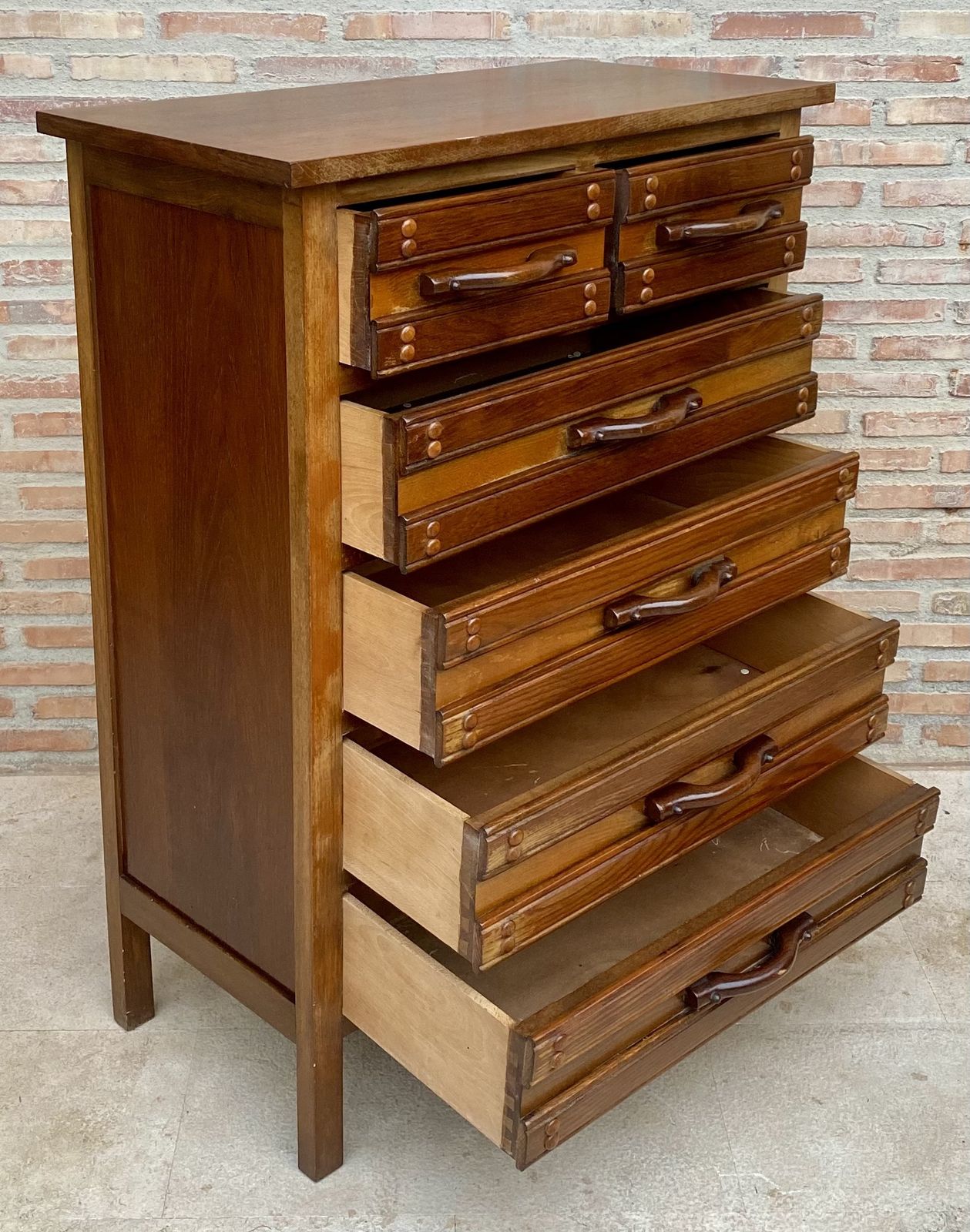 Tuscan Sifonier With Six Drawers, Spanish, Carved Pine, 20th Century photo for sale
