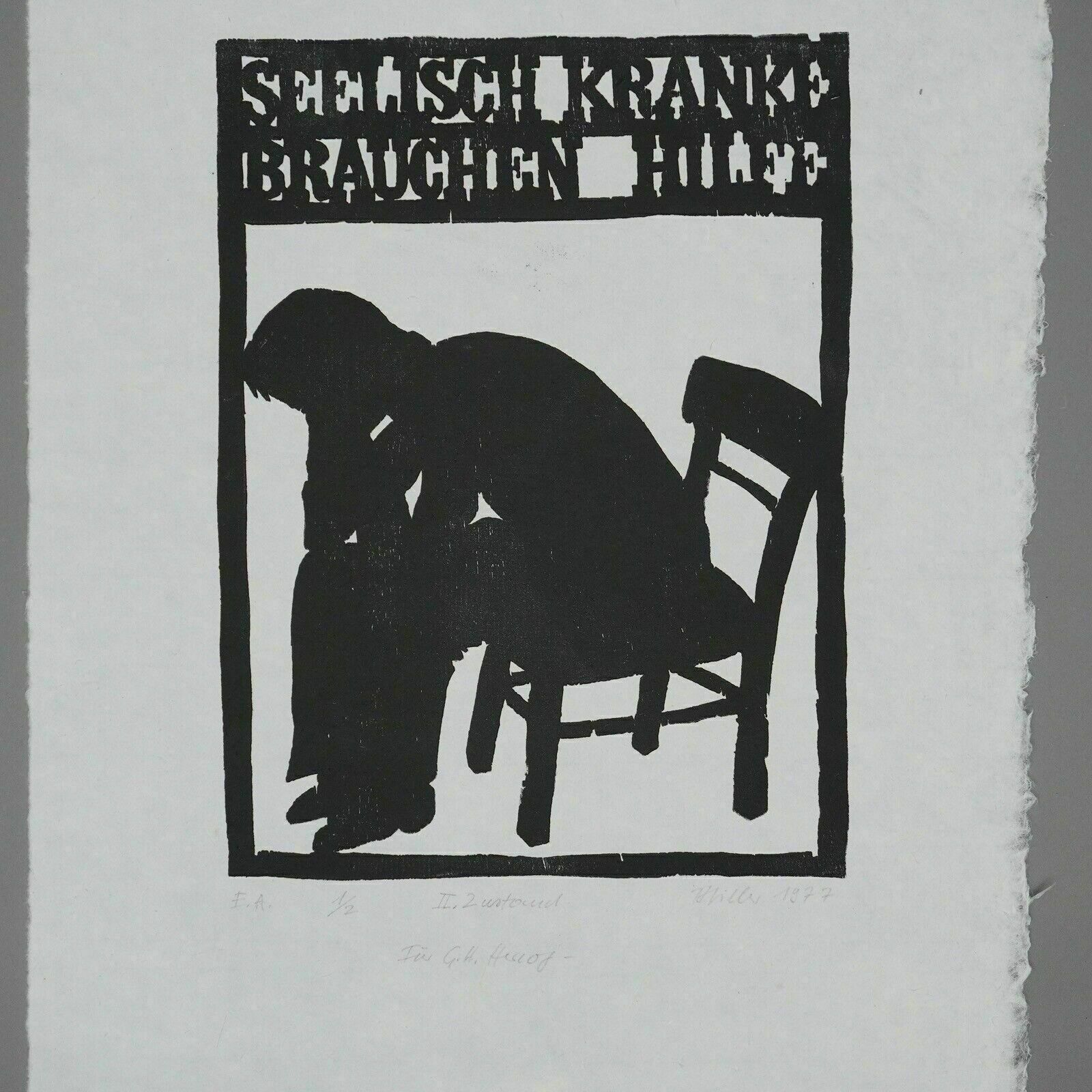 Günther Silent Woodcut Mental Sick Need Aid Ea1977 Pl.Abi photo furniture