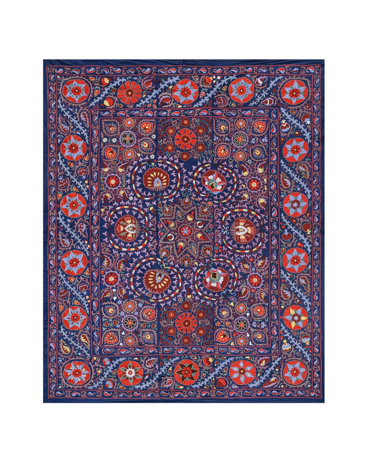 King Size Silk Suzani   Uzbek Embroidery Bedspread   Bukhara Purple Red Wall Hanging And   Bohemian Wall Decor Fabric 245 X 303