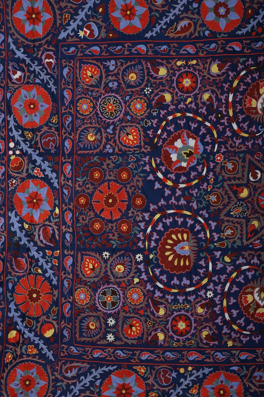 Textiles King Size Silk Suzani   Uzbek Embroidery Bedspread   Bukhara Purple Red Wall Hanging And   Bohemian Wall Decor Fabric 245 X 303 photo