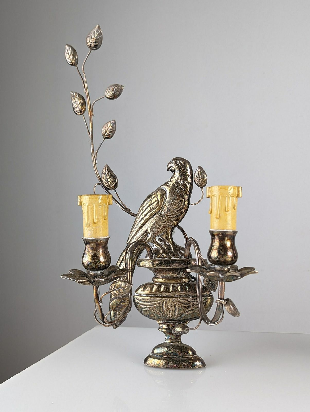 Pair Of Appliques With Parrots And Leaves By Maison Bagues photo for sale