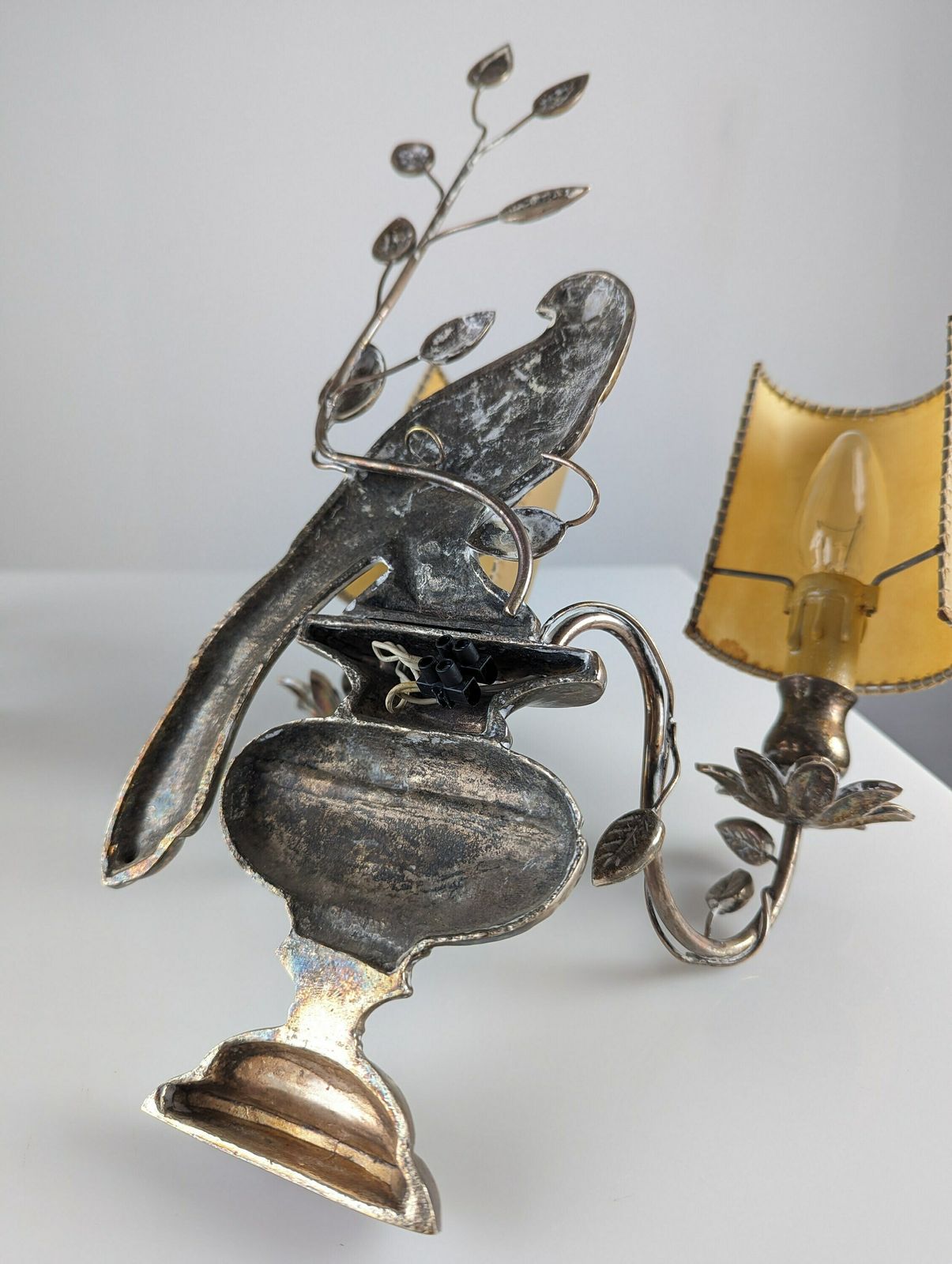 photo for sale Pair Of Appliques With Parrots And Leaves By Maison Bagues
