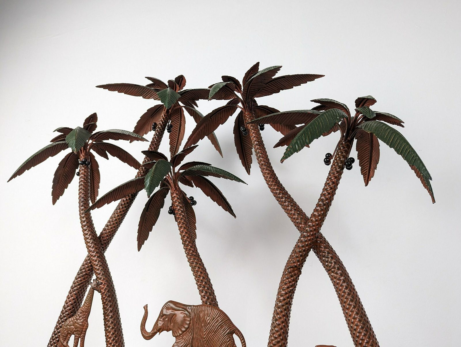 Vintage Sculpture Palm Trees, Giraffes And Elephants, Austria Vienna 1970s photo vinterior
