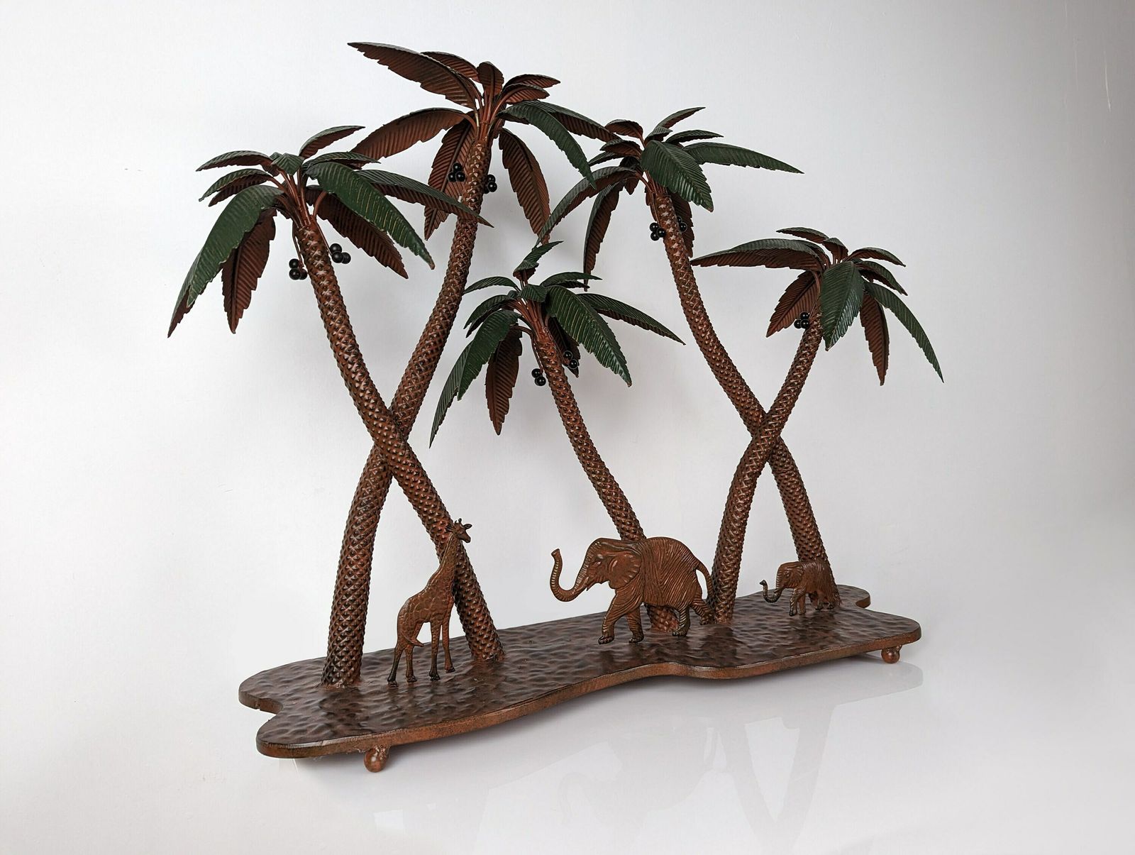 Vintage Sculpture Palm Trees, Giraffes And Elephants, Austria Vienna 1970s photo buy