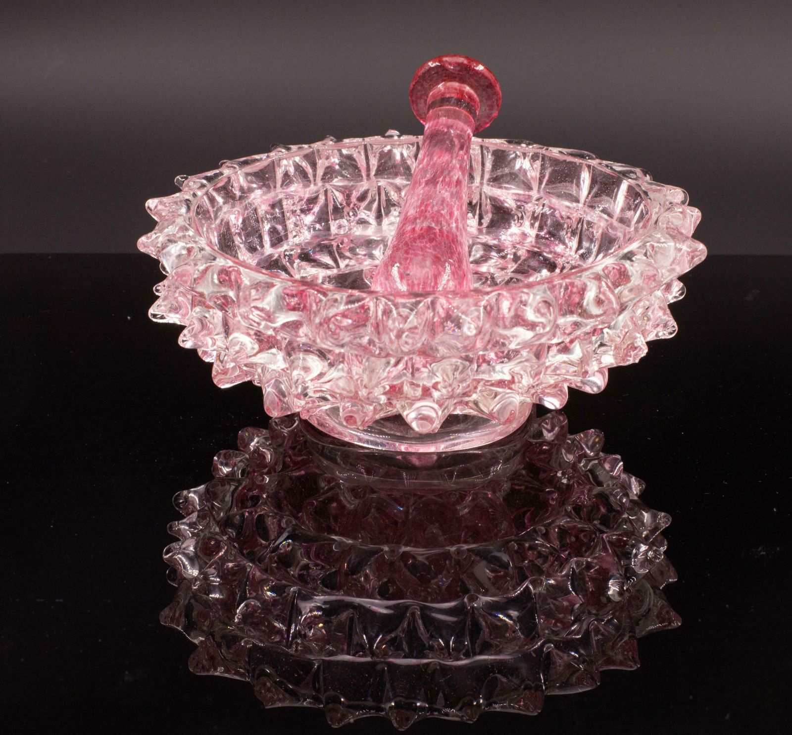 Rare Pink Ercole Barovier Rostrato Murano Glass Vase For Barovier & Toso, 1940s photo vintage