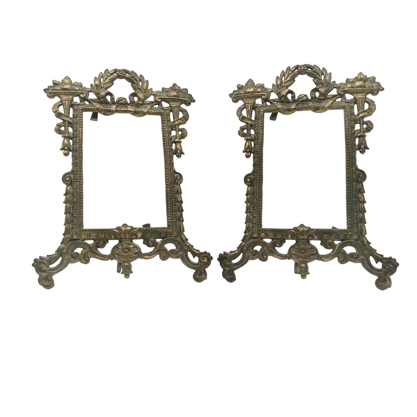 Antique Pair Of French Gilt Brass Glazed Photograph Frames   Picture Frames   Home Decor   Study Decor