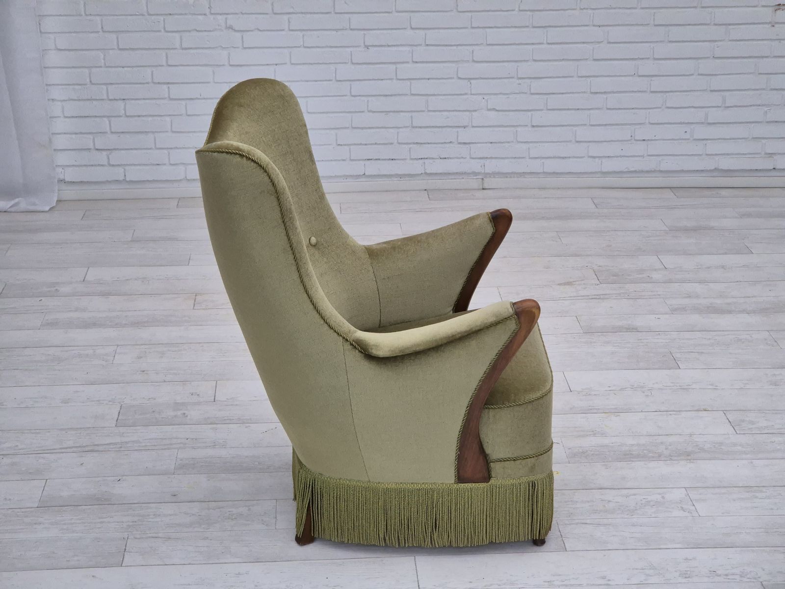 1960s, Scandinavian Design, Armchair In Original Condition, Furniture Velour, Beech Wood Legs. photo buy