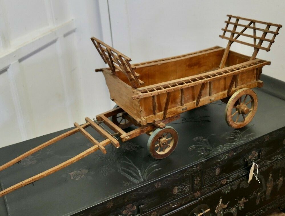 Model Wooden Horse Drawn Hay Cart photo furniture