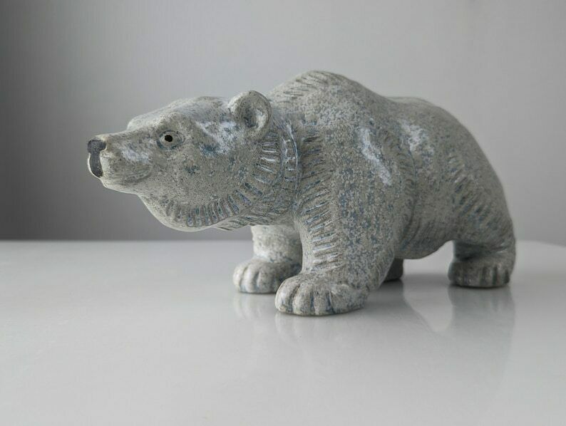 Polar Bear Sculpture By Oscar Hartung For Ego Stengods 1970