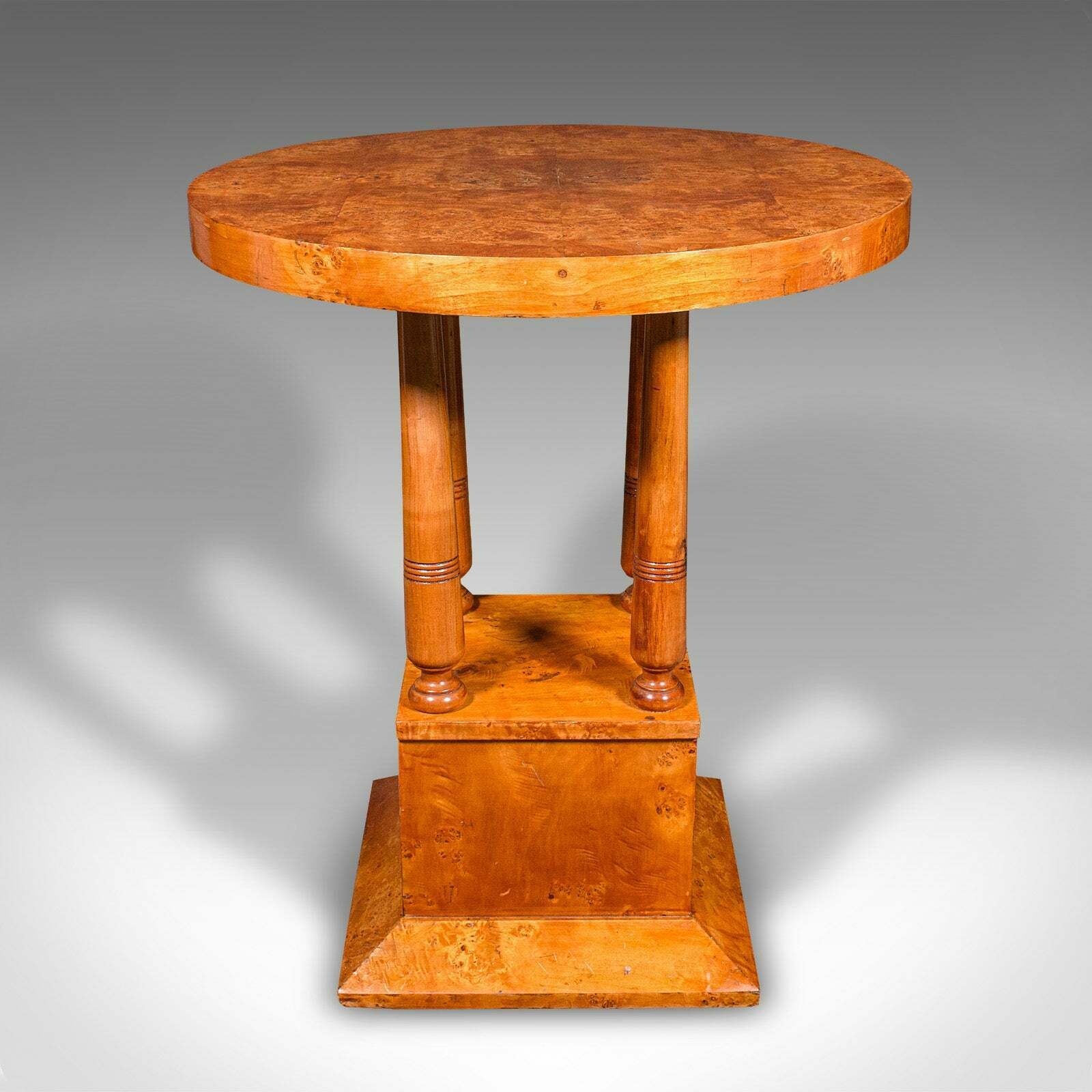 Vintage Podium Hall Table, French, Birds Eye Maple, Lamp, Side, Art Deco, C.1930 photo furniture