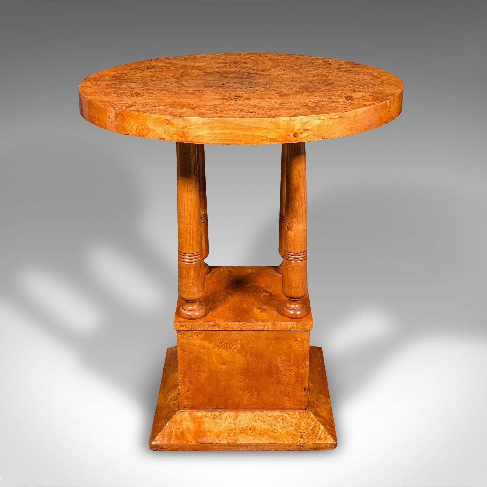 Vintage Podium Hall Table, French, Birds Eye Maple, Lamp, Side, Art Deco, C.1930 photo for sale