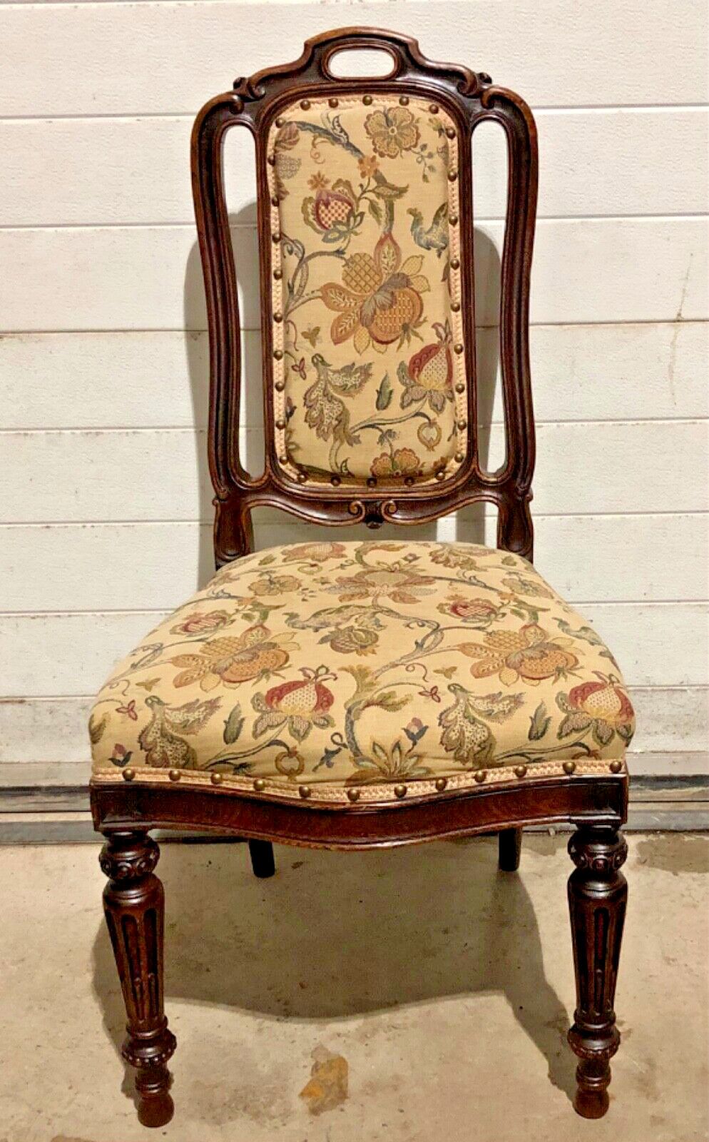photo furniture Handsome Set Of Four Antique Carved Oak Dining Chairs