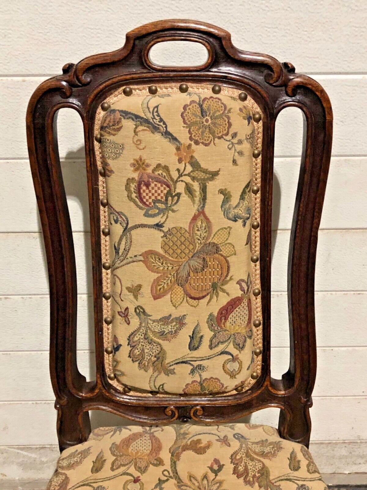 Furniture Handsome Set Of Four Antique Carved Oak Dining Chairs photo