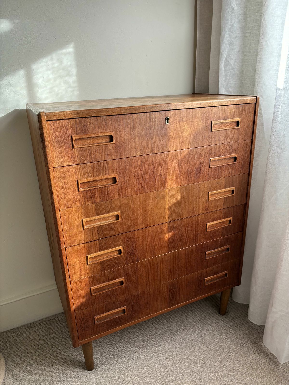 Danish Teak Tallboy Bedroom Chest Of 6 Drawers By Westergaard