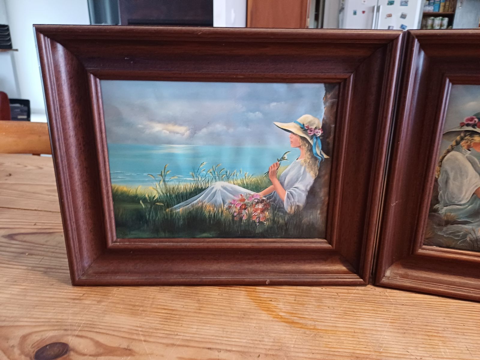photo vinterior Pair Of Enameled Tole Paintings Signed: Romero