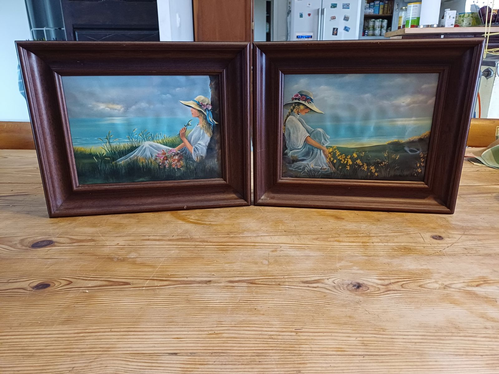 photo buy Pair Of Enameled Tole Paintings Signed: Romero